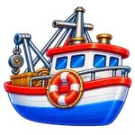 Fishing boat symbol.