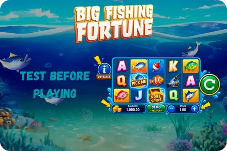 Big Fishing Fortune demo controls and bonus features.