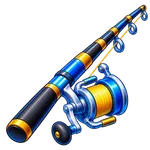 Fishing rod with reel.