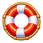 Red and white lifebuoy.