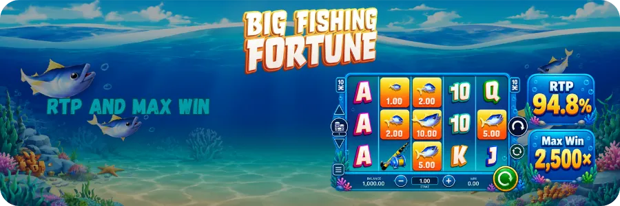 Big Fishing Fortune RTP and maximum win details.